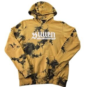 Sullen Hoodie Mens S Yellow Pullover Fleece Hooded Pockets Graphic Skull